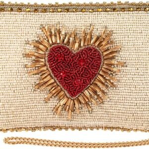 mary frances heart burst beaded crossbody cell phone bag clutch novelty evening purse