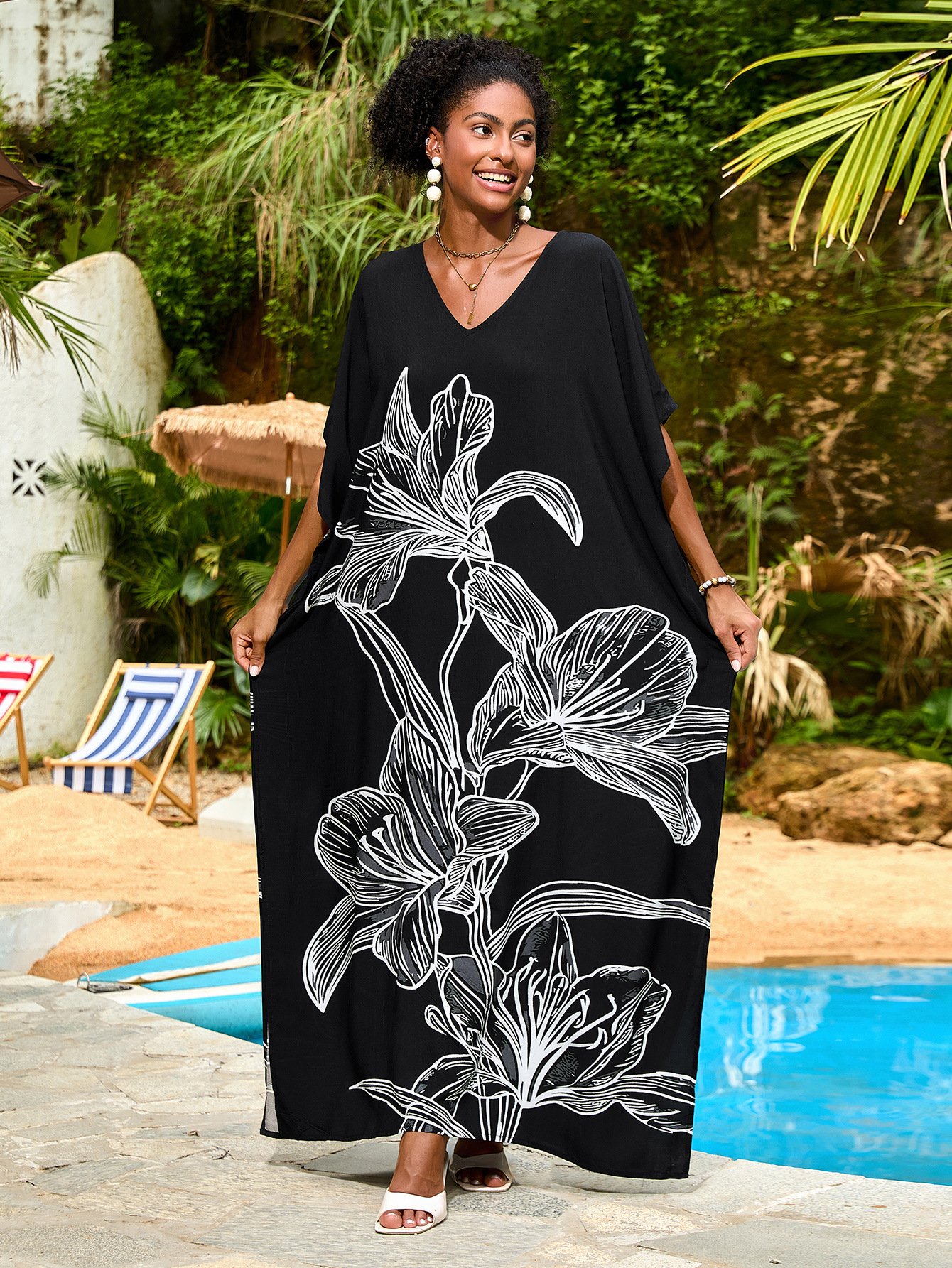 sun protection printed cotton beach cover up sun protection printed cotton beach cover up