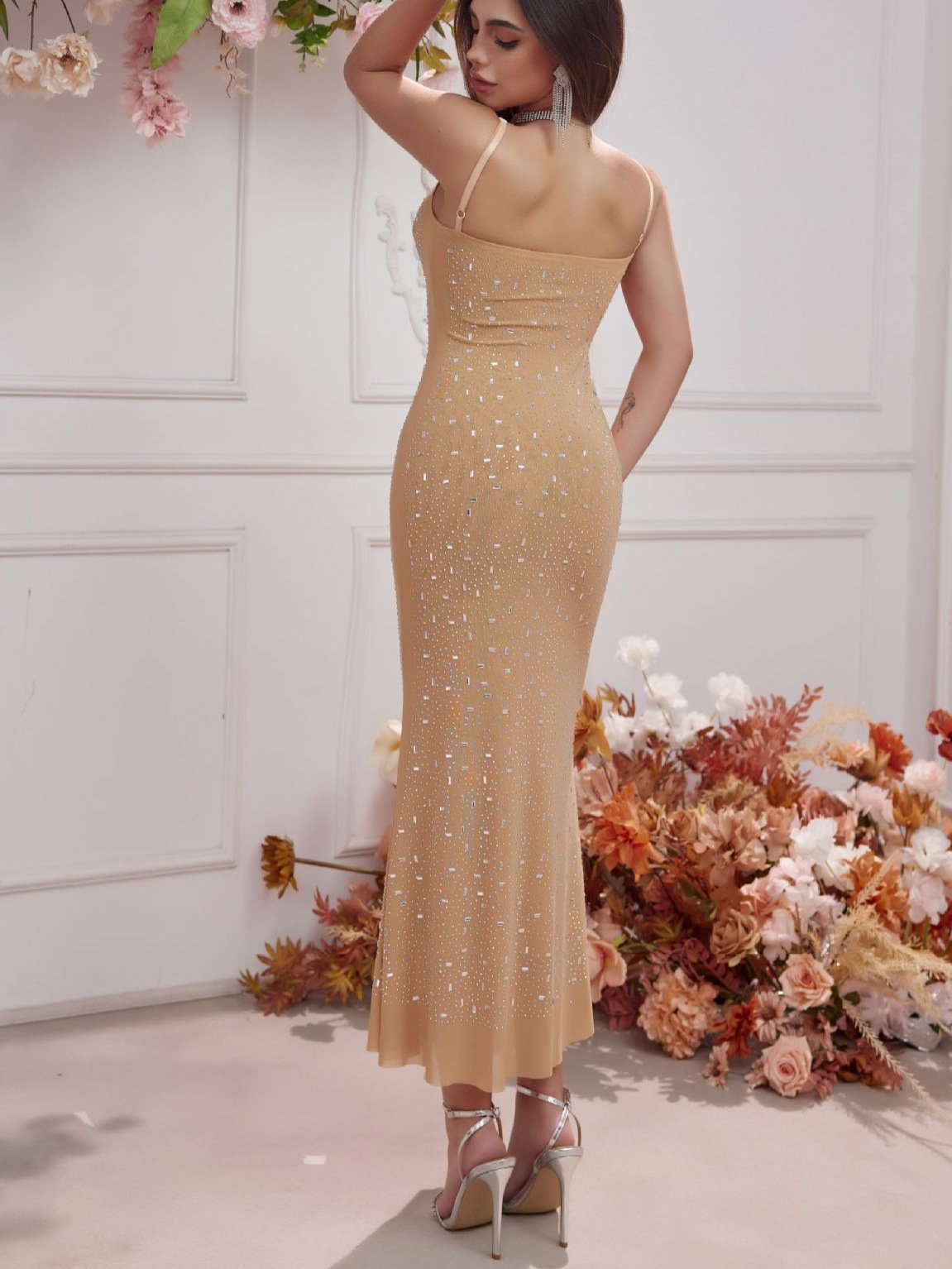 heavy industry rhinestone sexy slim evening dress heavy industry rhinestone sexy slim evening dress