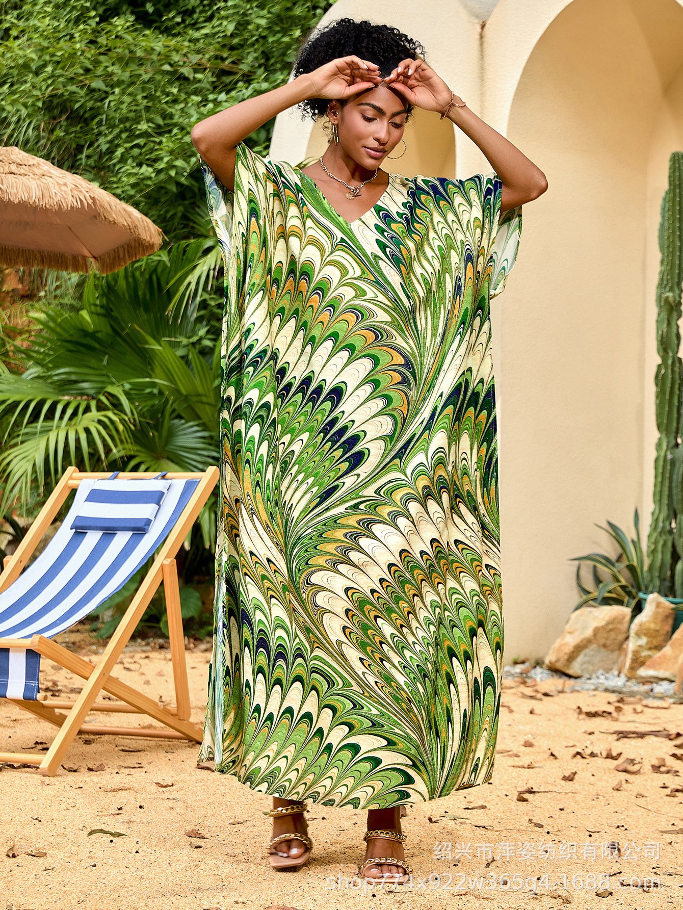 ethnic style peacock print beach cover up ethnic style peacock print beach cover up